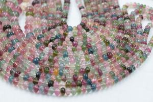 Collier de perles de tourmaline naturelle multicolore 4-8 mm, 16-18 pouces, perles rondes lisses, pierres précieuses, style statement - Product Image 4