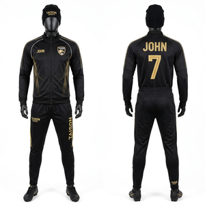 Premium 280 GSM Polyester Interlock Soccer Tracksuit Grey Panel Design Heat Transfer Custom Logo - Product Image 3