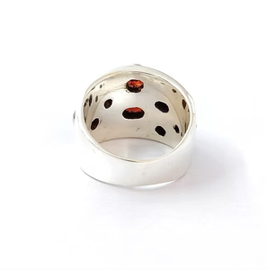 Multi Stone Wide Band <b>925</b> <b>Silver</b> <b>Ring</b> Featuring Natural Garnet Stone Perfect Gift for Any Occasion - Product Image 4