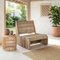Fauteuil Santorini en bois massif, éco-responsable, durable, minimaliste, en teck massif, pour salon, une place, fauteuil lounge