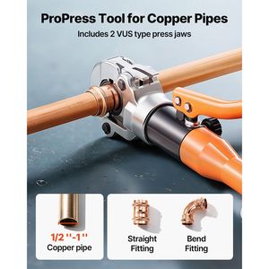 Utensile Idraulico a Pressione Professionale con Ganasce da 1/2", 3/4", 1" per Crimpatura Tubi in Rame con Spazi Ristretti per Raccordi in Rame - Product Image 2