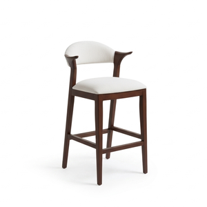 Silla de Bar Qui, Madera de Teca Sólida, Acabado Natural, Estilo Escandinavo Moderno, Comercial, de Alta Calidad, Diseño Personalizado, Ecológica, Duradera, para Cafetería - Product Image 2