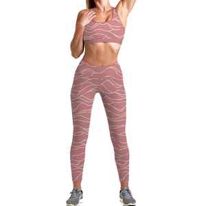 Two Piece Breathable Sublimation Print Yoga Set GYM Wear Wholesale Custom <b>Womens</b> Workout Leggings Sport Bra Sets - Product Image 5