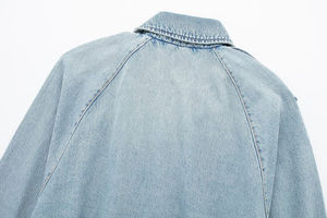 Women's <b>Cropped</b> <b>Denim</b> <b>Jacket</b> Long Sleeve Belted Crop Top Stone washed Cotton Casual Autumn Style <b>Jacket</b> For Women's - Product Image 4