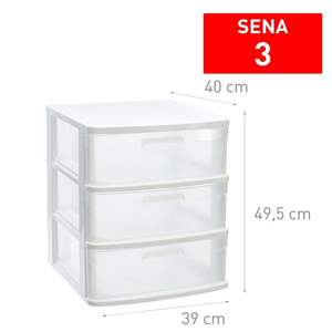 Cajonera SENA en plastique à 3 tiroirs avec 3 caissons blancs – Solution de rangement - Product Image 3