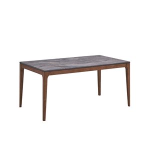 Bevis Engineered Stone <b>Top</b> <b>Dining</b> <b>Table</b> with Walnut Finish - Product Image 5