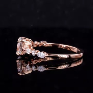 Bague en argent 925 avec diamant de laboratoire taille ronde et pierres latérales florales, bague de fiançailles tendance, bijou raffiné, cadeau pour femme - Product Image 6