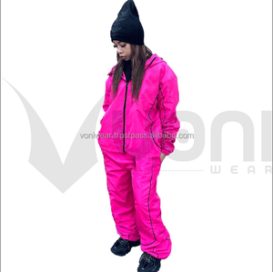 Veste en nylon légère personnalisée coupe-vent capuche zippée hiver pantalon de survêtement évasé ensemble de jogging survêtement pour jogging ensemble de pantalon de survêtement - Product Image 6