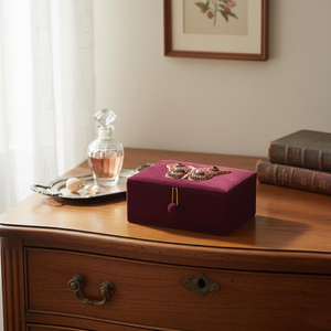 Caja de Joyería de Terciopelo Marrón Hecha a Mano, Bordada con Zardozi, para Regalo con Piedras Preciosas, Decoración Moderna para el Hogar, Tamaño y Logotipo Personalizables, Arte y Artesanía - Product Image 1