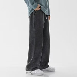 Embroidery Printed Design Men's Summer New Style <b>Elastic</b> <b>Waist</b> Casual Straight Leg <b>Jeans</b> Wide-leg Trousers - Product Image 2