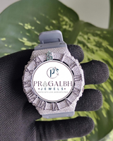 Pragalbh Jewels Maßgefertigte Diamantbesetzte Uhr mit Mikro-Pavé-Moissanit Luxuriöse Edelstahl-Quarzuhr für Herren und Damen