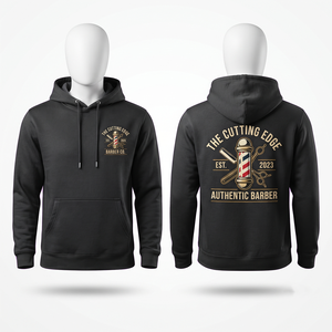 Sudadera con Capucha Premium de Felpa de Mezcla de Algodón de 240 GSM para Barbería, Negra, con Logotipo Personalizado con Impresión Digital Frontal, Estilo Urbano, con Bolsillo - Product Image 1