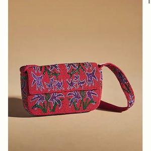 <b>Seed</b> Bead Orange <b>Fruit</b> Pattern Handbag White Top Handle Flap Purse Women Crossbody Shoulder Bag - Product Image 4