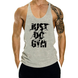 OEM Gym <b>Singlets</b> <b>Mens</b> Tank Top Sports Knitted Breathable Quick Dry Custom Cotton Vest - Product Image 2