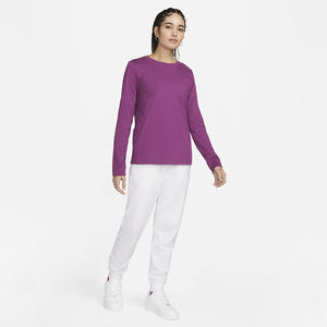 Camiseta de algodón de manga larga para mujer, de color sólido, con impresión de logotipo y bordado personalizados de alta calidad al por mayor. - Product Image 6