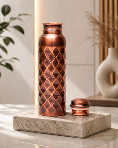 Antique <b>Copper</b> Double Wall Portable 950ml Pure <b>Copper</b> Ayurvedic <b>Drinking</b> <b>Bottle</b> for Outdoor & Home Use - Product Image 4