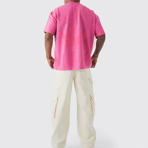 T-shirts décontractés pour hommes, unis, effet usé, grandes tailles, écologiques, respirants, polyester/coton, 180 grammes - Product Image 3