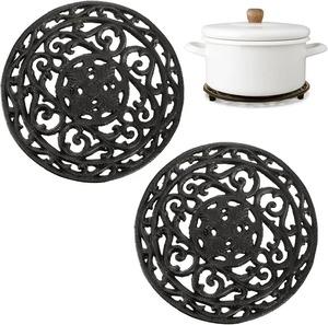 Juego de 2 Salvamanteles Decorativos de Hierro Fundido con Diseño de Búho Negro para Ollas y Sartenes, Decoración para la Encimera de la Cocina, Salvamanteles de Hierro Ecológicos - Product Image 2