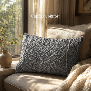 Luxury Boho Macrame Cushion <b>Cover</b> Handmade Cotton Woven Textured Decorative <b>Throw</b> Pillow Case Grey Vintage <b>Sofa</b> LivingRoom Decor - Product Image 5