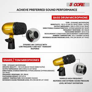 Kit de Micrófonos Profesionales de Condensador Cardioide XLR de 5 Núcleos para Conga, Snare y Tom - Product Image 2