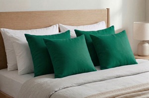 Solid Green cotton cushion cover high quality soft decorative <b>pillow</b> cover living room <b>sofa</b> bed home furnishing textile product - Product Image 4