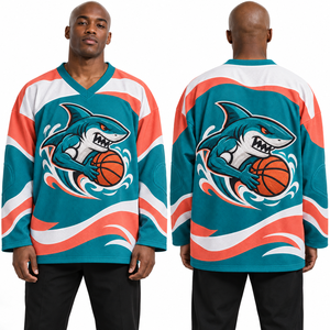 Camiseta de Hockey sobre Hielo para Entrenamiento, 100% Poliéster, Ropa Deportiva de Club, Venta al por Mayor, Calcetines a Juego, Embalaje Minorista, Desarrollo de Muestras, Corte Holgado - Product Image 2