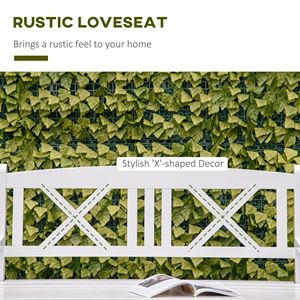 Panca da Giardino in Legno a 2 Posti da 120 cm, con Schienale a X Unico, Divanetto da Esterno per Patio, Giardino, Prato, Veranda, Ideale per Centri Commerciali e Parchi, Bianca - Product Image 4