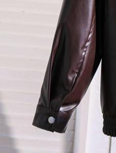 Brown Premium Quality Varsity <b>Jacket</b> Zipper Leather Look <b>Men's</b> Bomber Coat Cotton Lining Winter Outerwear - Product Image 5