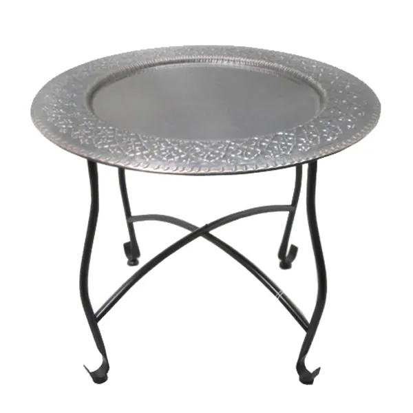 מרוקאי מתכת צד שולחן קוטר 40 cm עגול קטן מזרחי עגול תה שולחן עם מתקפל מסגרת ב שחור