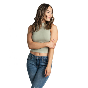 2026 Womens Olive Green Ribbed <b>Crop</b> Tank <b>Top</b> Slim Fit Casual Vest for Summer Street Style and Daily Wear - Product Image 1