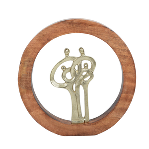 Handcrafted Wooden Family Sculpture with Metal Figurine Tabletop Home <b>Decor</b> for Living Room Bedroom and <b>Office</b> <b>Decor</b> - Product Image 5