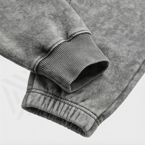 Custom Acid Wash Flared Tracksuits 500 GSM Straight Leg Jogging Suit <b>Distressed</b> Hoodies Sweatpants Men Gym Activewear - Product Image 6