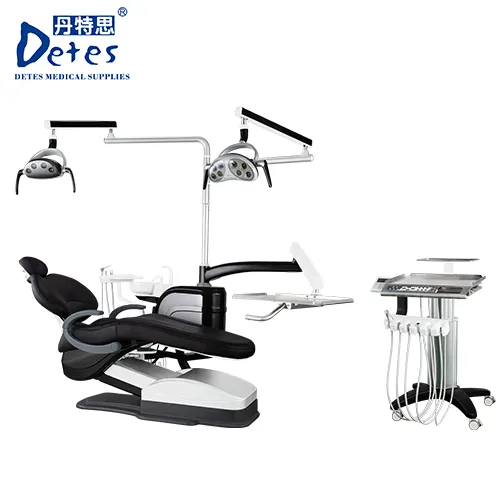 Silla Dental de lujo Dark Knight, asiento con color negro para clínica hospitalaria, la mejor unidad Dental para dentista