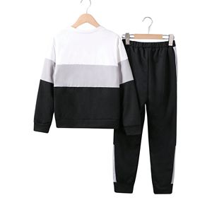 Conjunto Deportivo Unisex con Bloques de Color, Manga Larga, Ropa Casual de Otoño, Material de Poliéster Transpirable, Corte Regular, Conjunto de Joggers para Adultos - Product Image 2