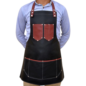 Customized Barber <b>Aprons</b> Blue Color Jeans Work Wear <b>Aprons</b> Canvas <b>Aprons</b> With Leather Straps - Product Image 6