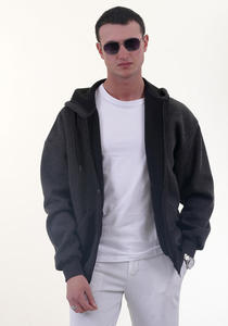 Sudadera con capucha pesada personalizada con cremallera completa, de forro polar, oversize, lisa, unisex, de algodón, al por mayor - Product Image 2