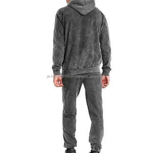 Chándales de lavado ácido acampanados personalizados para hombre XL 100% algodón bordado personalizado pantalones de retazos desgastados estampado activo invierno - Product Image 4