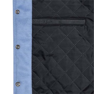 <b>Light</b> Blue Color Wool Body With White Color Leather Sleeve Varsity Men's Jackets OEM Custom Button <b>Up</b> Breathable Baseball Jacket - Product Image 3