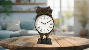 Horloge de bureau en métal en forme de hibou, mouvement à quartz, fonctionne à piles, design traditionnel, cadran blanc, chiffres romains - Product Image 2