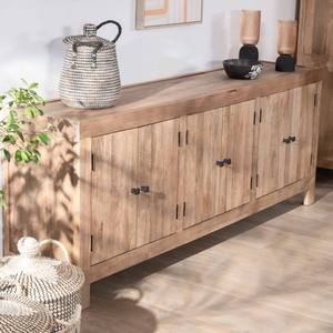 Vandana Crystal Structure 200cm solid mango wood <b>sideboard</b> with sandblasted finish and 6 doors Maestro - Product Image 3