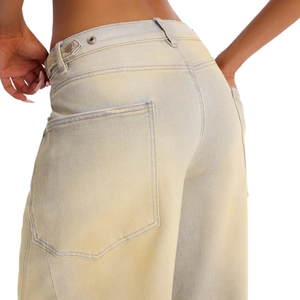 Vaqueros de mezclilla de pierna ancha rectos para mujer, de cintura alta, ajuste relajado, estilo casual, vintage, lavados, de longitud completa, pantalones de streetwear - Product Image 4