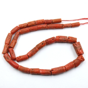 Cuentas de coral rojo italiano natural en forma de tubo liso, cuentas sueltas hechas a mano de 18 pulgadas, tamaño: 11X6MM a 18X11MM, directo de fábrica. - Product Image 3