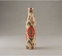 Bouteille d'eau unisexe tendance à motif floral, en émail de cuivre de luxe, 950 ml, écologique, compatible lave-vaisselle et micro-ondes, anti-fuite