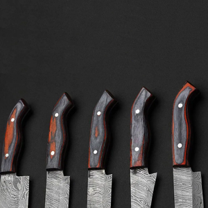 Juego de Cuchillos de Cocina Profesionales de 5 Piezas de Acero de Damasco, Mangos de Madera, Diseño Ambidiestro, Hojas de 67 Capas, Sostenibles y Duraderos - Product Image 4