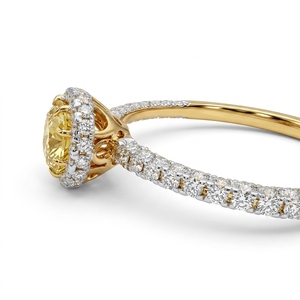Cushion & Round Diamond Ring in 14K Yellow Gold | 1.00 CT Women's Fine Jewelry - Product Image 3