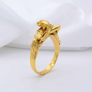3D Sculpture Romantic Couple Lovers <b>Hugging</b> 18K Gold Plated Brass <b>Ring</b> with Punk Embrace Design - Product Image 3