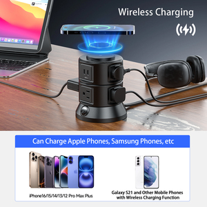 US Stock ETL Power Strip Protector contra sobretensiones Extensor de salida con 6 salidas 4 USB Tower Power Strip Enchufe plano para el hogar/oficina/escuela - Product Image 4