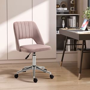 Sedia da Ufficio in Velluto con Schienale Medio, Girevole, Design a Conchiglia, per Studio e Camera da Letto, Certificata BIFMA, Sedia Direzionale in Alluminio e Nylon - Product Image 2