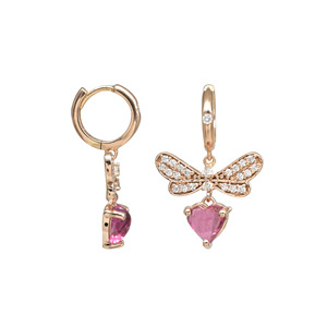 ต่างหูทองคำแท้ 14K ประดับด้วยทัวร์มาลีนสีชมพูธรรมชาติ 4.34 กะรัต และเพชรขาว ดีไซน์เก๋ไก๋สำหรับผู้หญิง ขายส่ง - Product Image 3