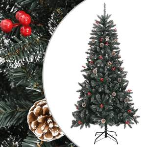 Sapin de Noël artificiel en PVC vert de 82.7 pouces avec support Décorations de vacances festives - Product Image 1